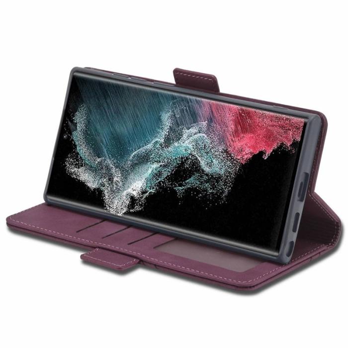 FORWENW - FORWENW F3-Series Samsung Galaxy S22 Ultra Fodral Äkta läder - Vinröd