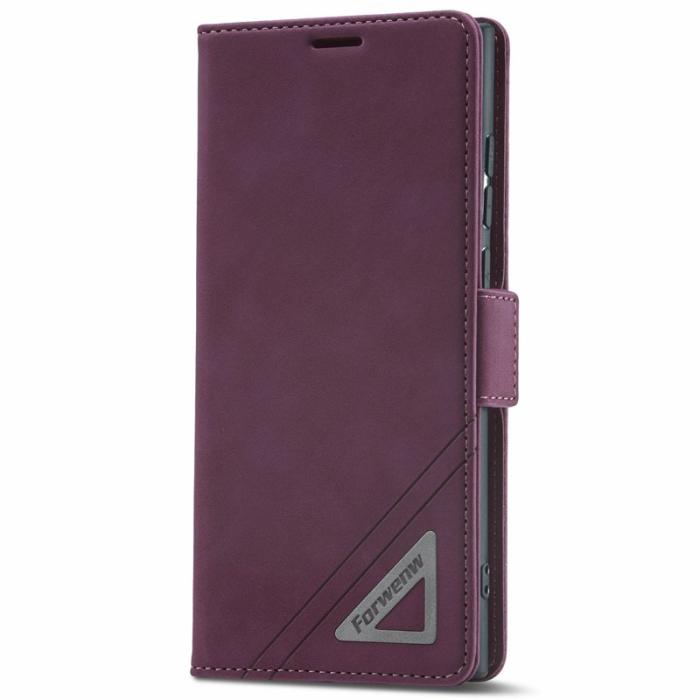 FORWENW - FORWENW F3-Series Samsung Galaxy S22 Ultra Fodral Äkta läder - Vinröd