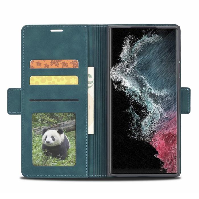 FORWENW - FORWENW F3-Series Samsung Galaxy S23 Ultra Flip Fodral - Äkta läder - Cyan