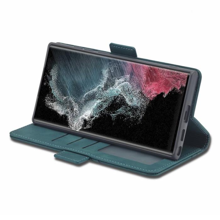 FORWENW - FORWENW F3-Series Samsung Galaxy S23 Ultra Flip Fodral - Äkta läder - Cyan