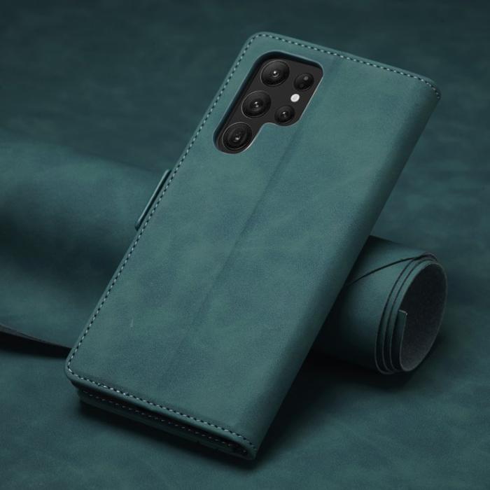 FORWENW - FORWENW F3-Series Samsung Galaxy S23 Ultra Flip Fodral - Äkta läder - Cyan