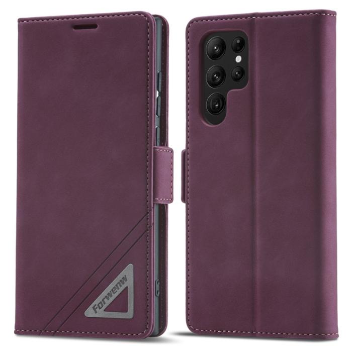 FORWENW - FORWENW F3-Series Samsung Galaxy S23 Ultra Flip Fodral - Vinröd