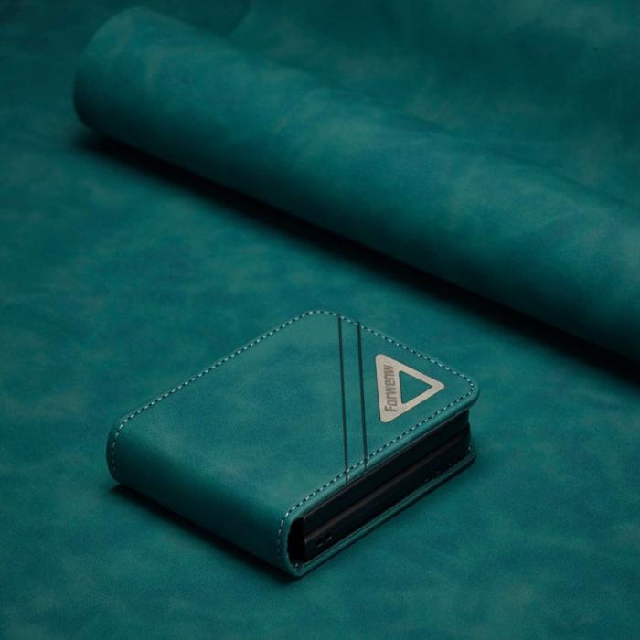 FORWENW - FORWENW F3-Series Samsung Galaxy Z Flip4 Fodral PU Läder - Cyan