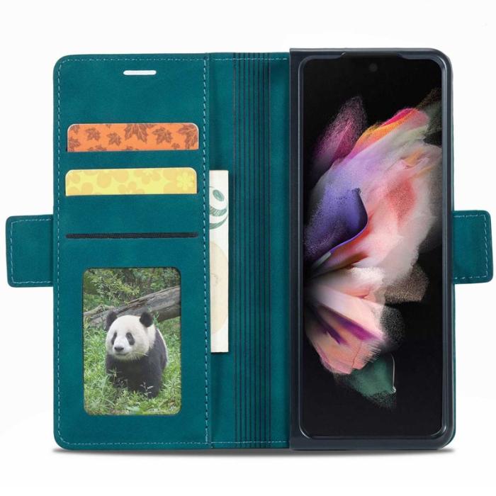 FORWENW - FORWENW F3-Series Samsung Galaxy Z Fold3 5G Fodral - PU Läder - Cyan