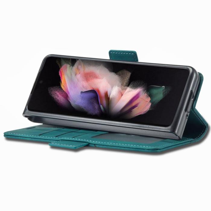 FORWENW - FORWENW F3-Series Samsung Galaxy Z Fold3 5G Fodral - PU Läder - Cyan