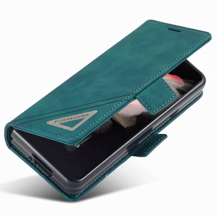 FORWENW - FORWENW F3-Series Samsung Galaxy Z Fold3 5G Fodral - PU Läder - Cyan