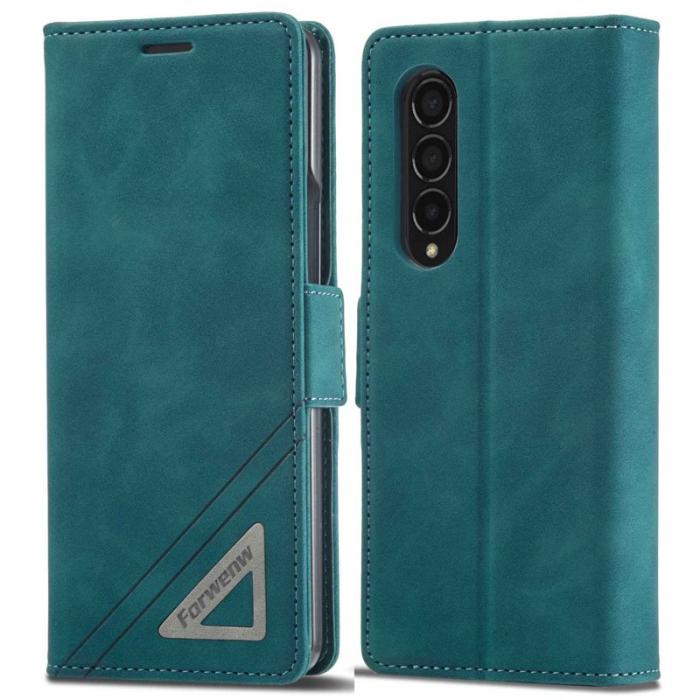 FORWENW - FORWENW F3-Series Samsung Galaxy Z Fold4 Fodral - PU Läder - Cyan