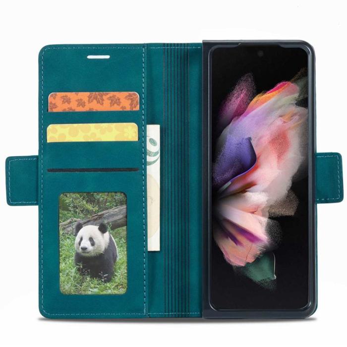 FORWENW - FORWENW F3-Series Samsung Galaxy Z Fold4 Fodral - PU Läder - Cyan