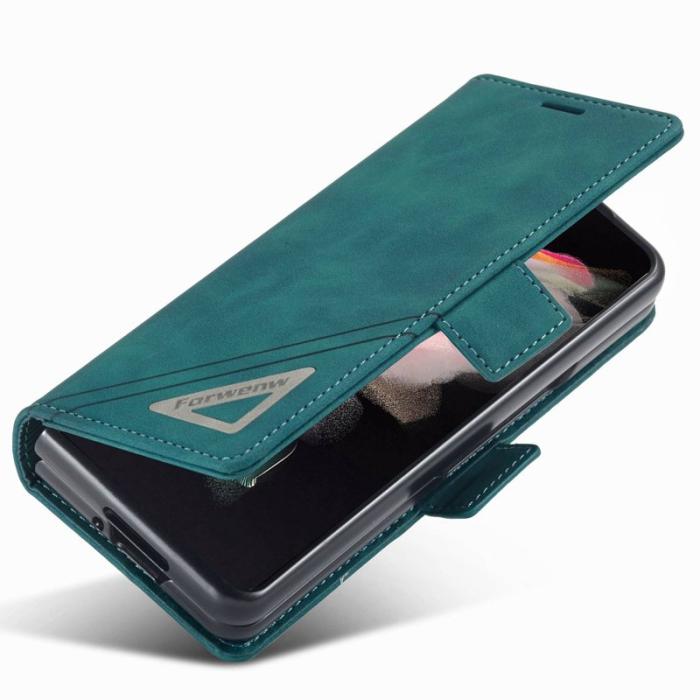 FORWENW - FORWENW F3-Series Samsung Galaxy Z Fold4 Fodral - PU Läder - Cyan