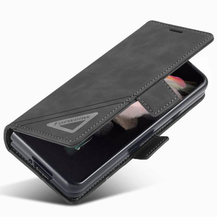 FORWENW - FORWENW F3-Series Samsung Galaxy Z Fold4 Fodral - PU Läder - Svart
