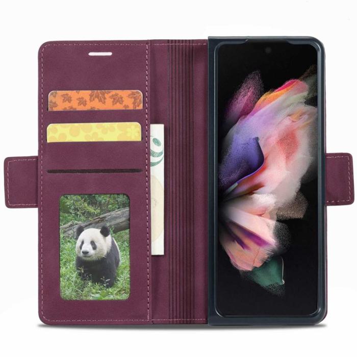FORWENW - FORWENW F3-Series Samsung Galaxy Z Fold4 Fodral - Vinröd PU Läder