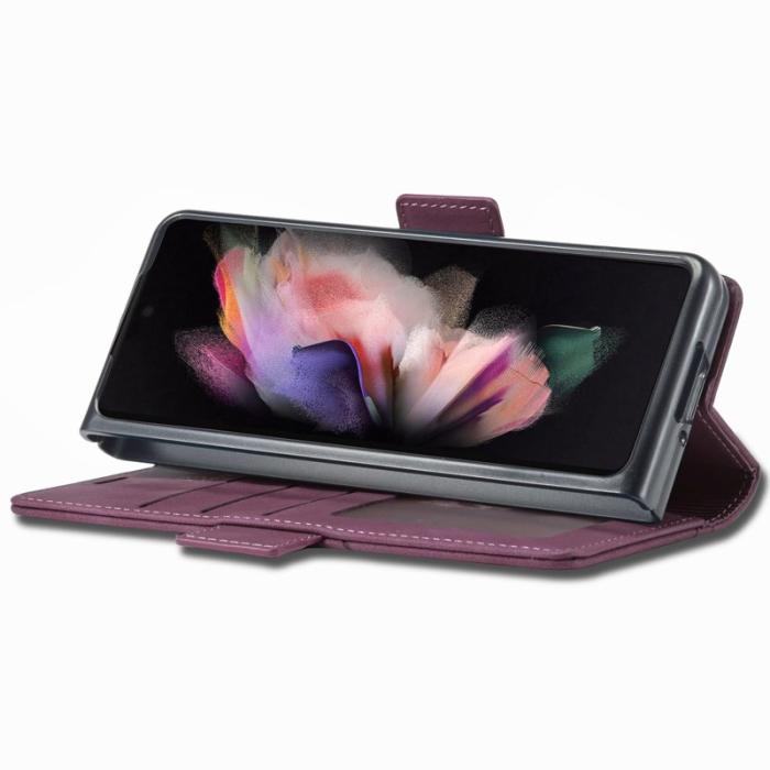 FORWENW - FORWENW F3-Series Samsung Galaxy Z Fold4 Fodral - Vinröd PU Läder