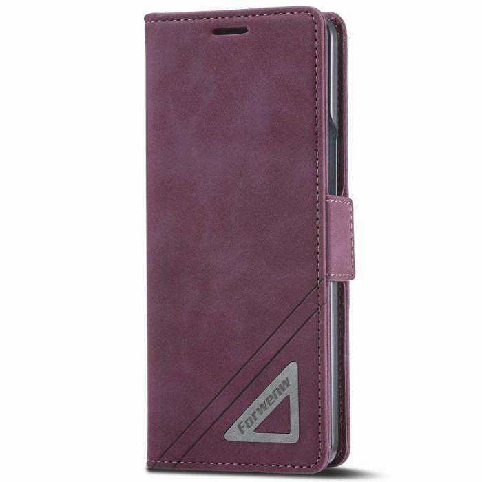 FORWENW - FORWENW F3-Series Samsung Galaxy Z Fold4 Fodral - Vinröd PU Läder