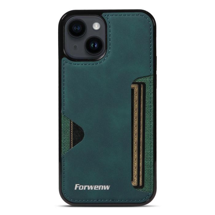 FORWENW - FORWENW F5 Series för iPhone 15 Fodral Äkta läder - Grön