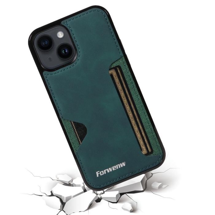 FORWENW - FORWENW F5 Series för iPhone 15 Fodral Äkta läder - Grön