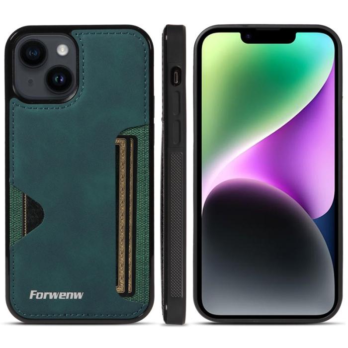 FORWENW - FORWENW F5 Series iPhone 15 Plus Fodral Äkta läder - Grön