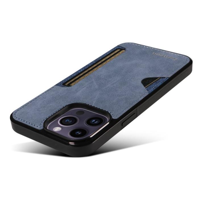 FORWENW - FORWENW F5 Series iPhone 15 Pro Fodral Äkta läder - Blå