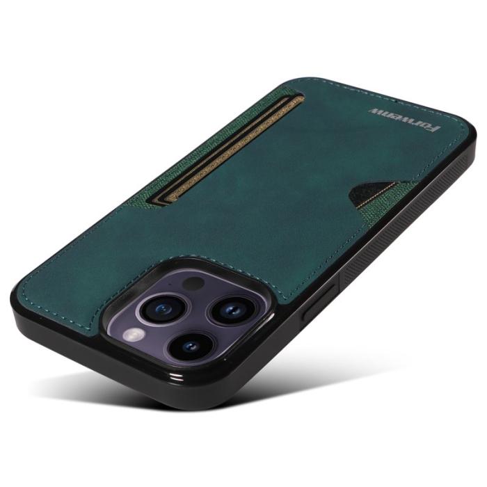FORWENW - FORWENW F5 Series iPhone 15 Pro Fodral Äkta läder - Grön