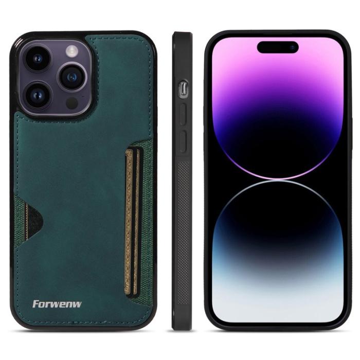 FORWENW - FORWENW F5 Series iPhone 15 Pro Fodral Äkta läder - Grön