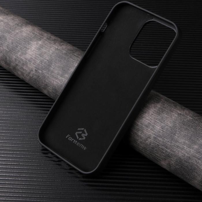 FORWENW - FORWENW F5 Series iPhone 15 Pro Fodral Äkta läder - Svart
