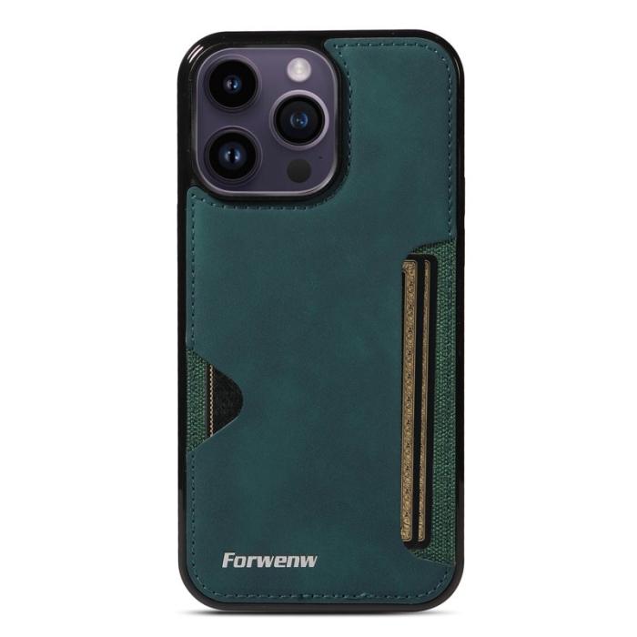 FORWENW - FORWENW F5 Series iPhone 15 Pro Max Fodral Äkta läder - Grön