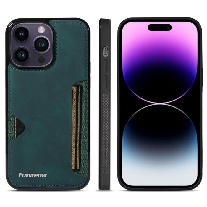 FORWENW - FORWENW F5 Series iPhone 15 Pro Max Fodral Äkta läder - Grön