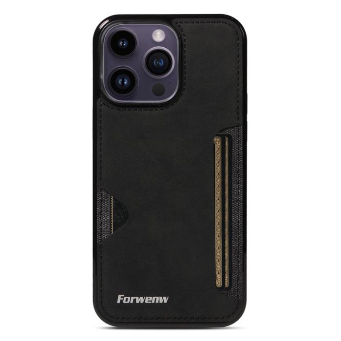 FORWENW - FORWENW F5 Series iPhone 15 Pro Max Fodral Äkta läder - Svart