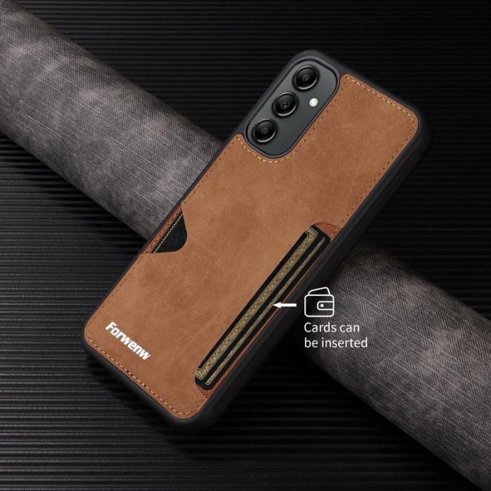 FORWENW - FORWENW F5 Series Samsung Galaxy A14 Fodral PU Läder - Brun