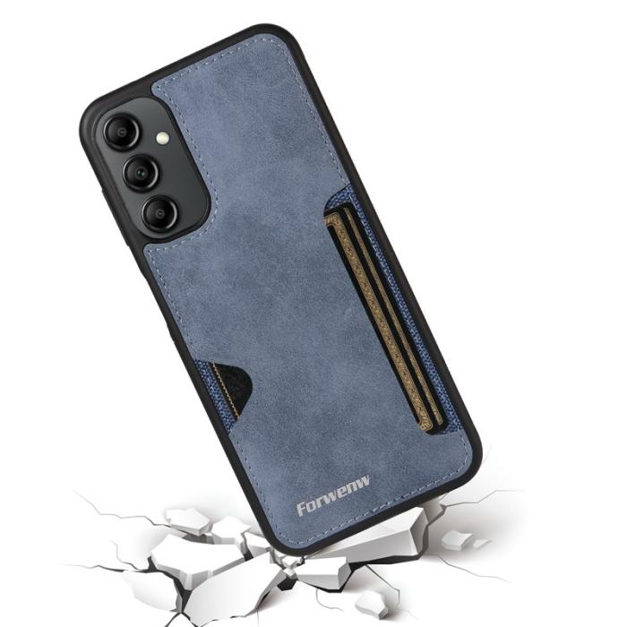 FORWENW - FORWENW F5 Series Samsung Galaxy A15 5G Fodral Äkta läder - Blå