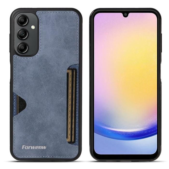 FORWENW - FORWENW F5 Series Samsung Galaxy A15 5G Fodral Äkta läder - Blå