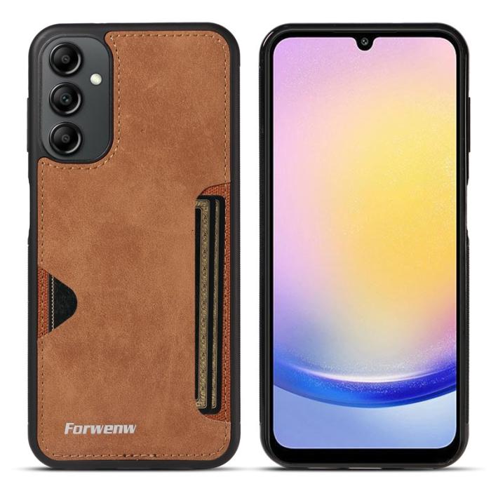 FORWENW - FORWENW F5 Series Samsung Galaxy A15 5G Fodral Äkta läder - Brun