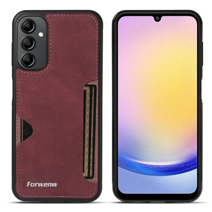 FORWENW - FORWENW F5 Series Samsung Galaxy A15 5G Fodral Äkta läder - Vinröd