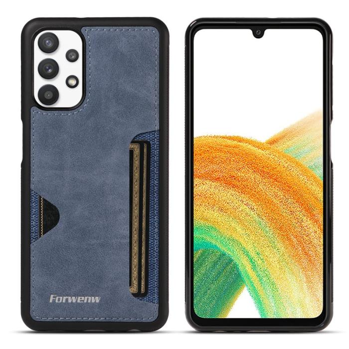 FORWENW - FORWENW F5 Series Samsung Galaxy A33 5G Fodral Äkta läder - Blå