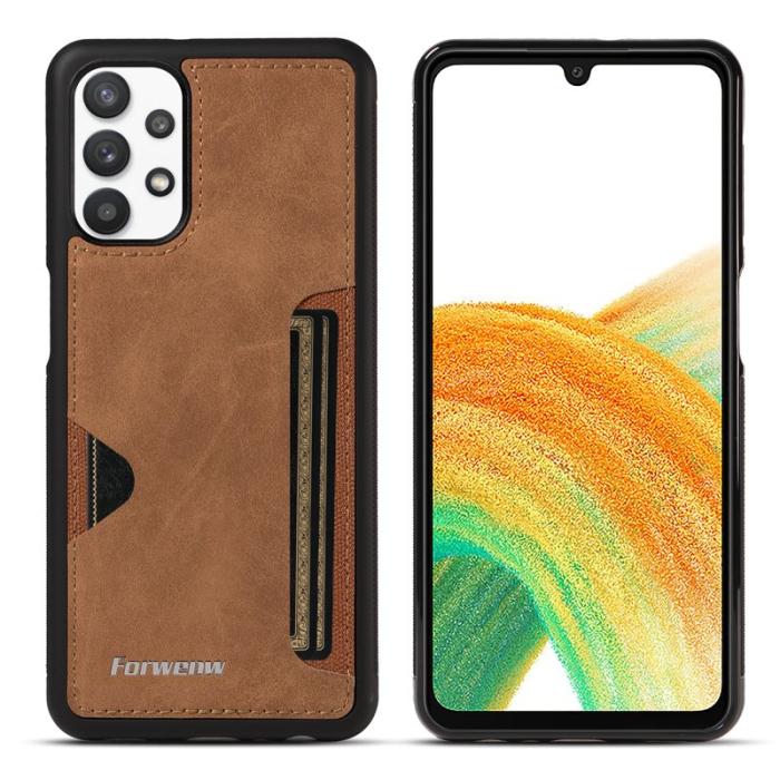 FORWENW - FORWENW F5 Series Samsung Galaxy A33 5G Fodral - Äkta läder - Brun