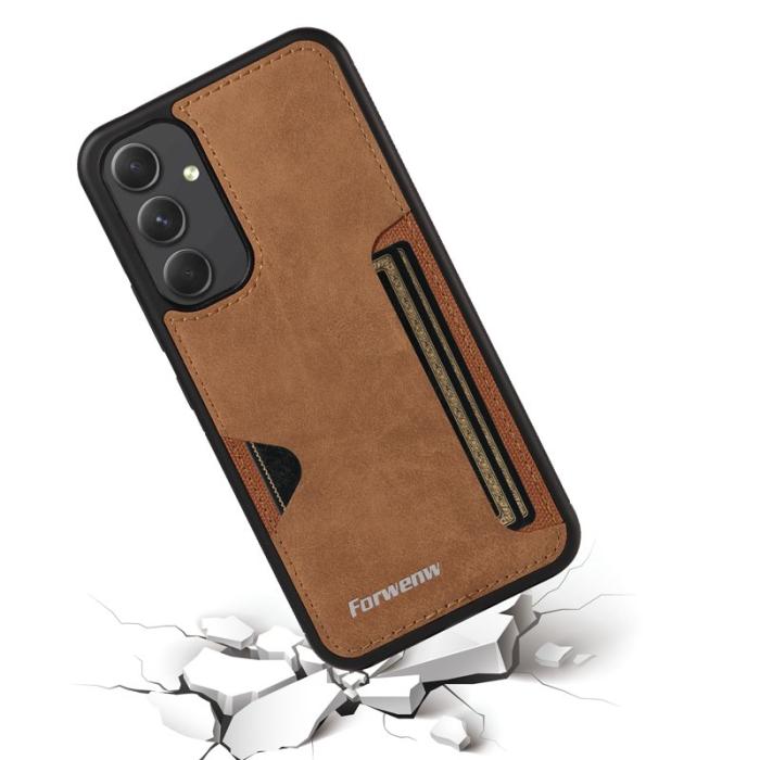 FORWENW - FORWENW F5 Series Samsung Galaxy A34 5G Fodral Äkta läder - Brun