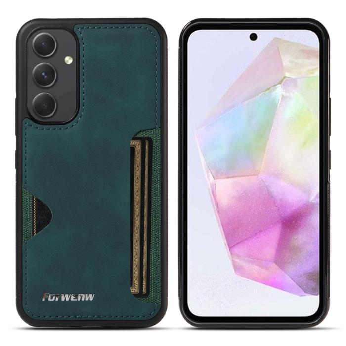 FORWENW - FORWENW F5 Series Samsung Galaxy A34 5G Fodral Äkta läder - Grön