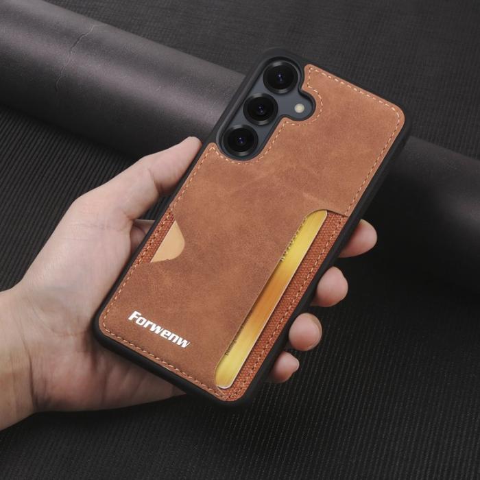 FORWENW - FORWENW F5 Series Samsung Galaxy A35 Fodral PU Läder - Brun