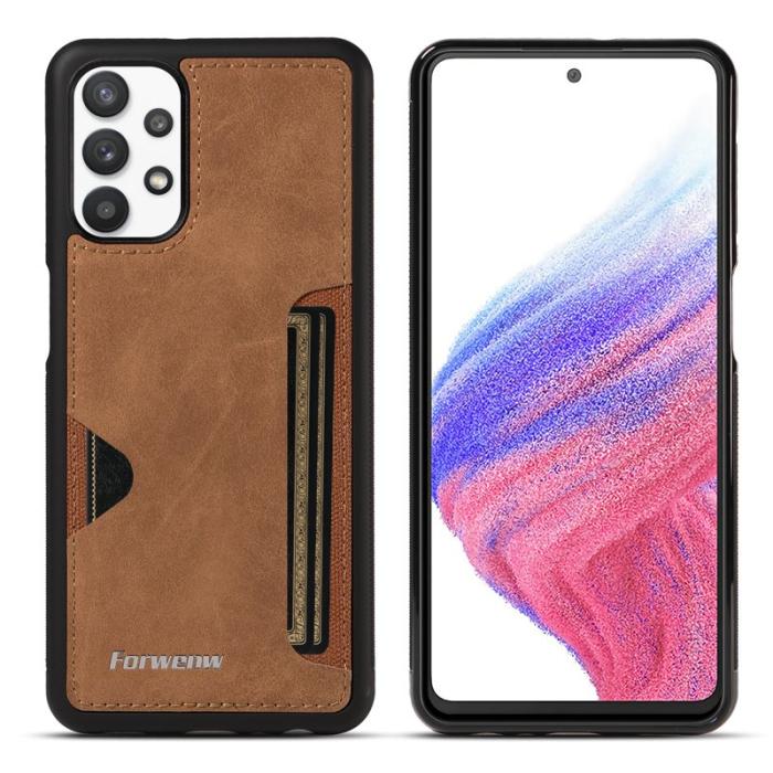 FORWENW - FORWENW F5 Series Samsung Galaxy A53 5G Fodral Äkta läder - Brun