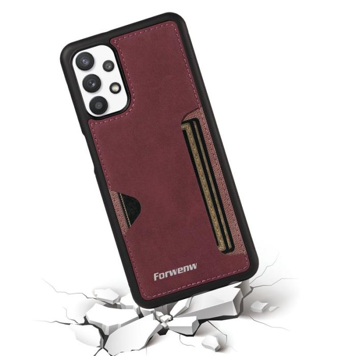 FORWENW - FORWENW F5 Series Samsung Galaxy A53 Fodral Äkta läder - Vinröd