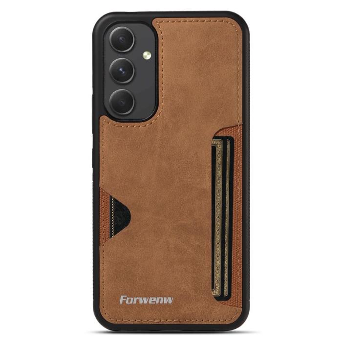 FORWENW - FORWENW F5 Series Samsung Galaxy A54 5G Fodral Äkta läder - Brun