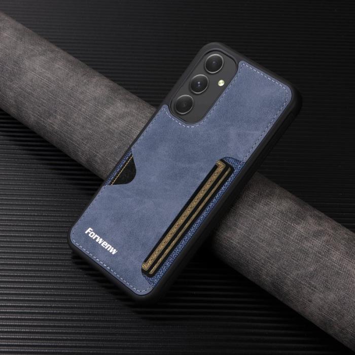 FORWENW - FORWENW F5 Series Samsung Galaxy A54 Fodral Äkta läder - Blå