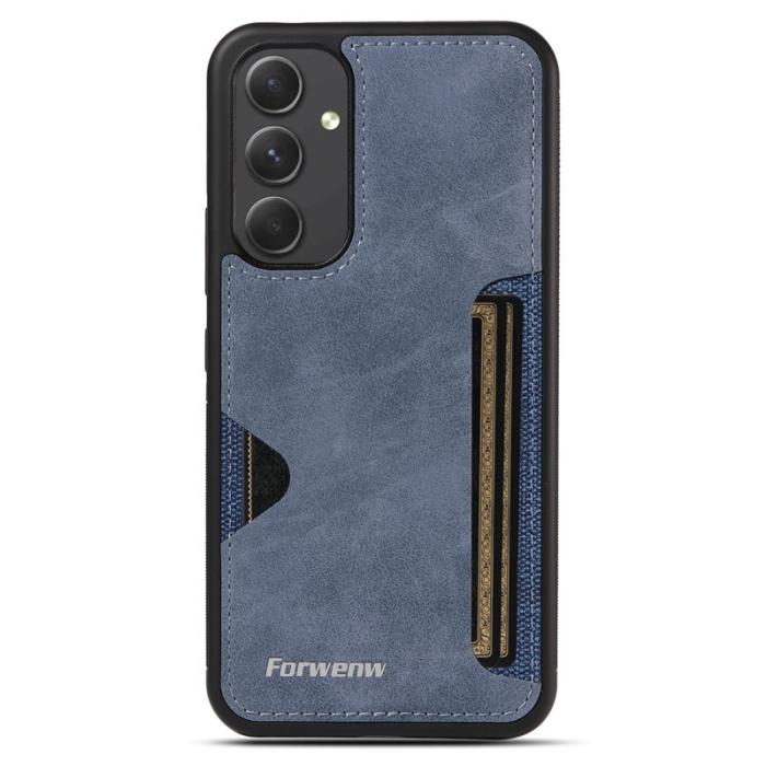FORWENW - FORWENW F5 Series Samsung Galaxy A55 Fodral Äkta läder - Blå
