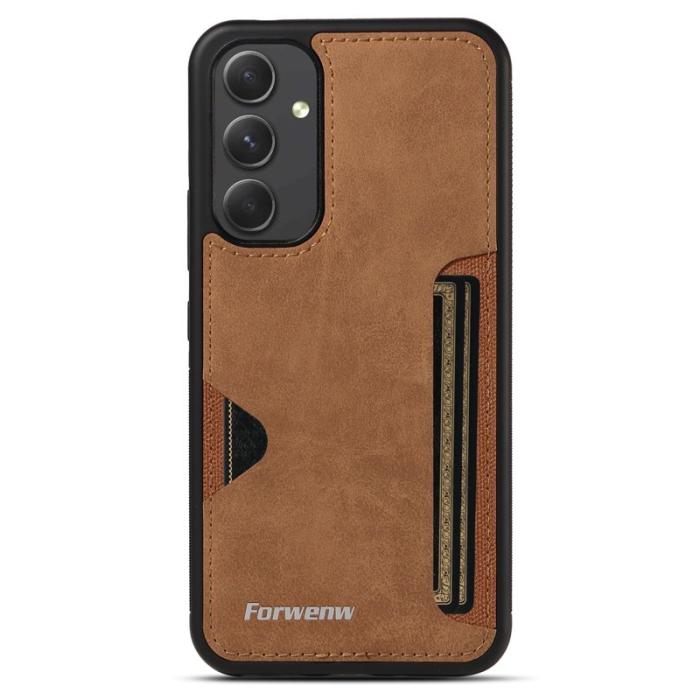 FORWENW - FORWENW F5 Series Samsung Galaxy A55 Fodral Äkta läder - Brun