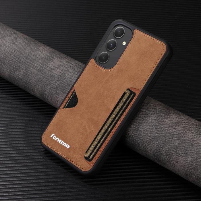 FORWENW - FORWENW F5 Series Samsung Galaxy A55 Fodral Äkta läder - Brun