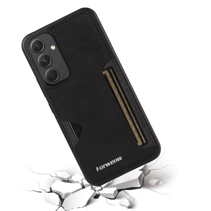 FORWENW - FORWENW F5 Series Samsung Galaxy A55 Fodral Äkta läder - Svart