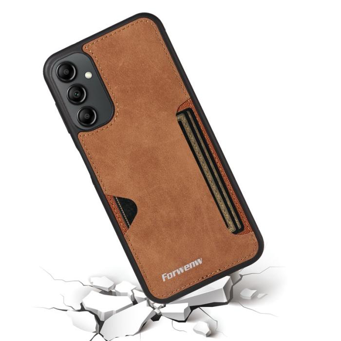 FORWENW - FORWENW F5 Series Samsung Galaxy S24 Fodral Äkta läder - Brun