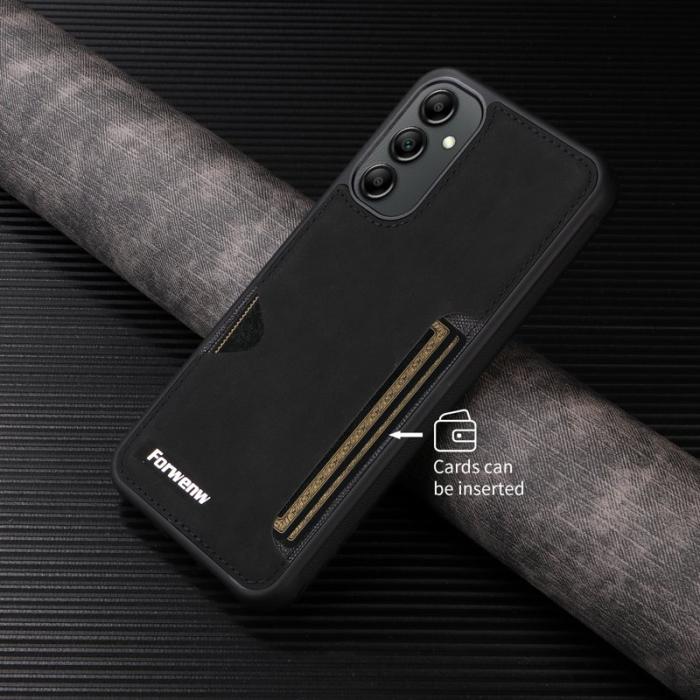 FORWENW - FORWENW F5 Series Samsung Galaxy S24 Fodral Äkta läder - Svart