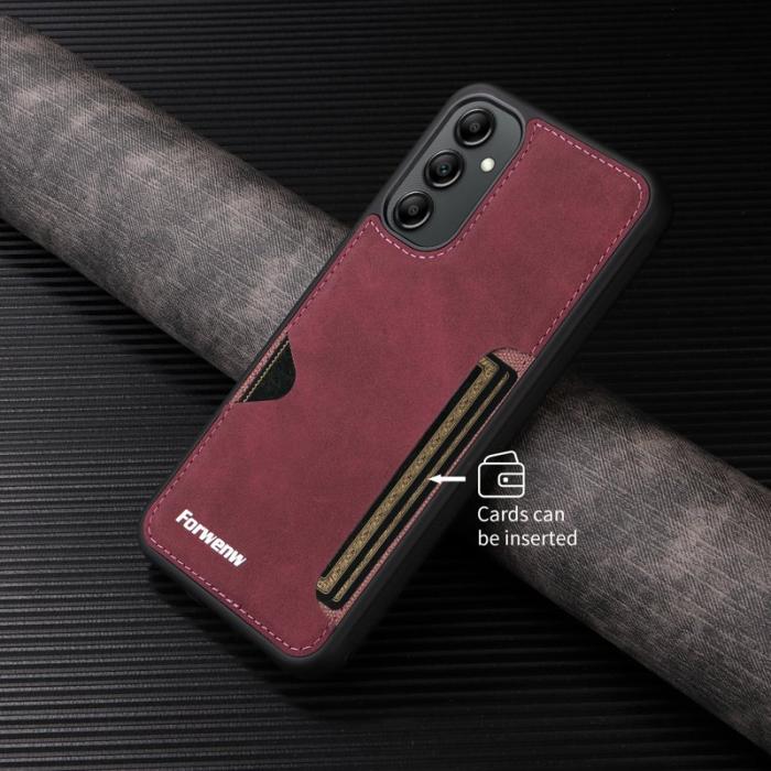 FORWENW - FORWENW F5 Series Samsung Galaxy S24 Fodral Äkta läder - Vinröd