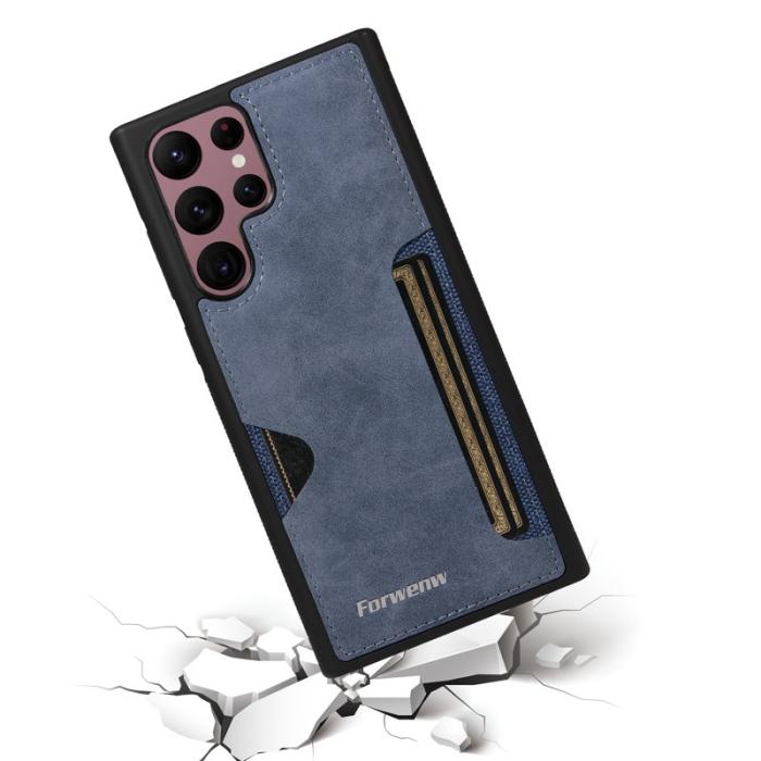 FORWENW - FORWENW F5 Series Samsung Galaxy S24 Ultra Fodral PU Läder - Blå