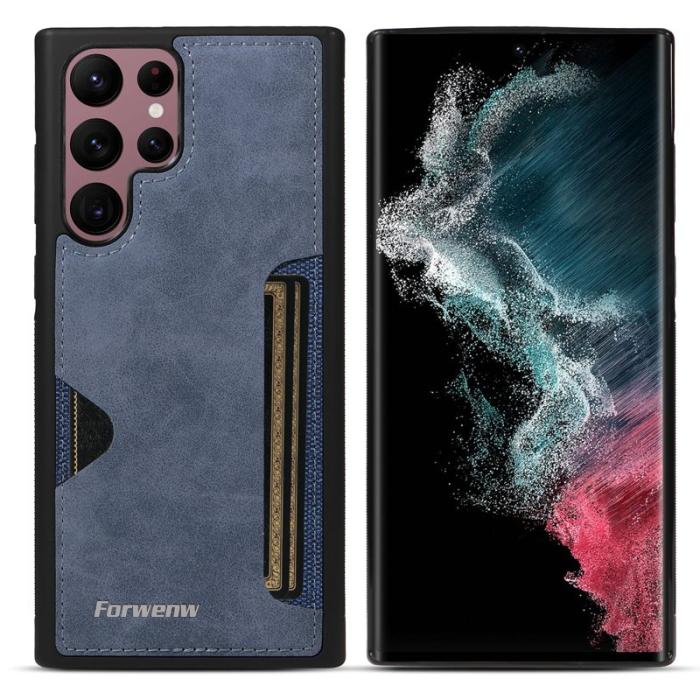 FORWENW - FORWENW F5 Series Samsung Galaxy S24 Ultra Fodral PU Läder - Blå